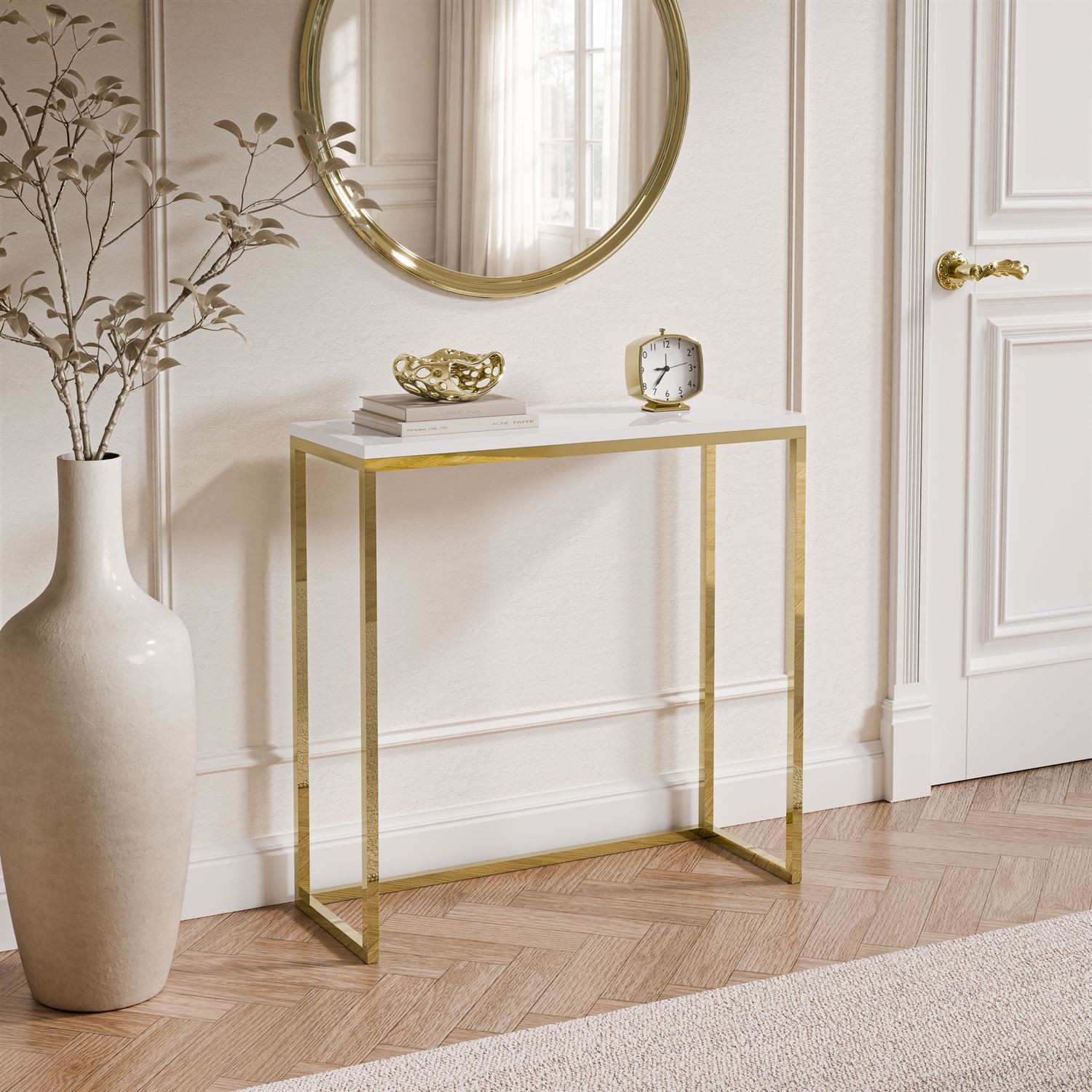 Konsola MODERN II ZŁOTY CHROM 80/100 cm wysoki połysk