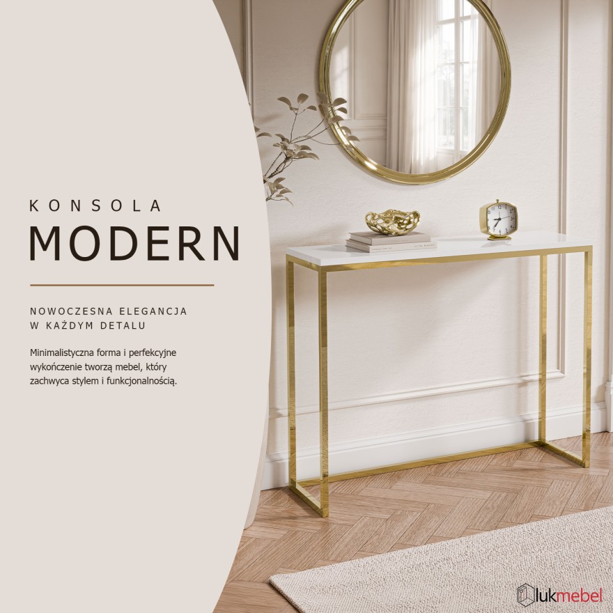 Konsola MODERN II ZŁOTY CHROM 80/100 cm wysoki połysk