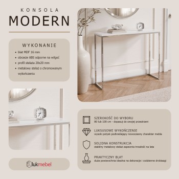 Konsola MODERN II CHROM 80/100 cm wysoki połysk