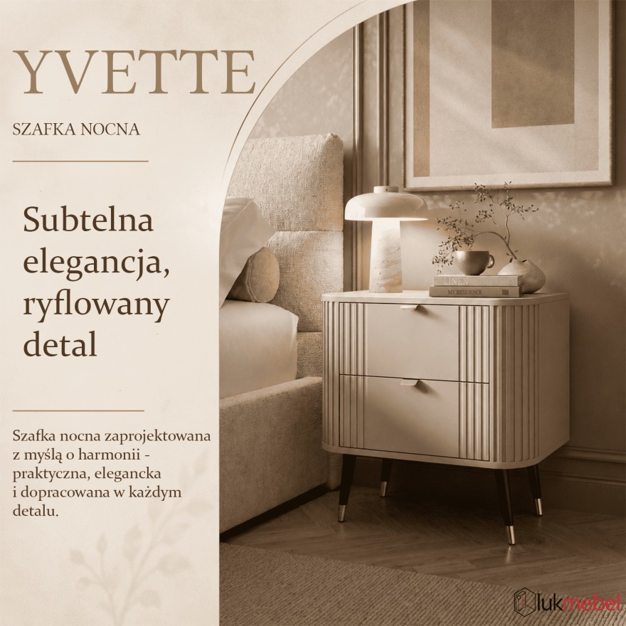 Szafka nocna YVETTE KASZMIR z dwiema szufladami