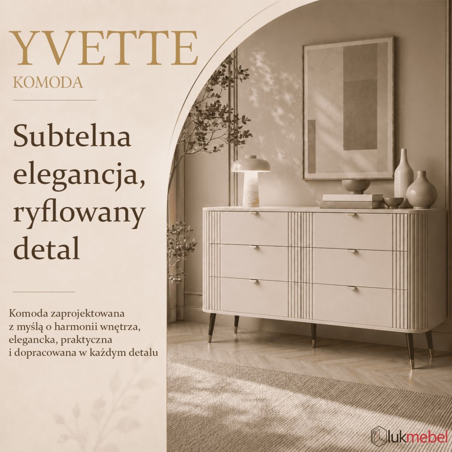 Komoda YVETTE KASZMIR 6S z sześcioma szufladami
