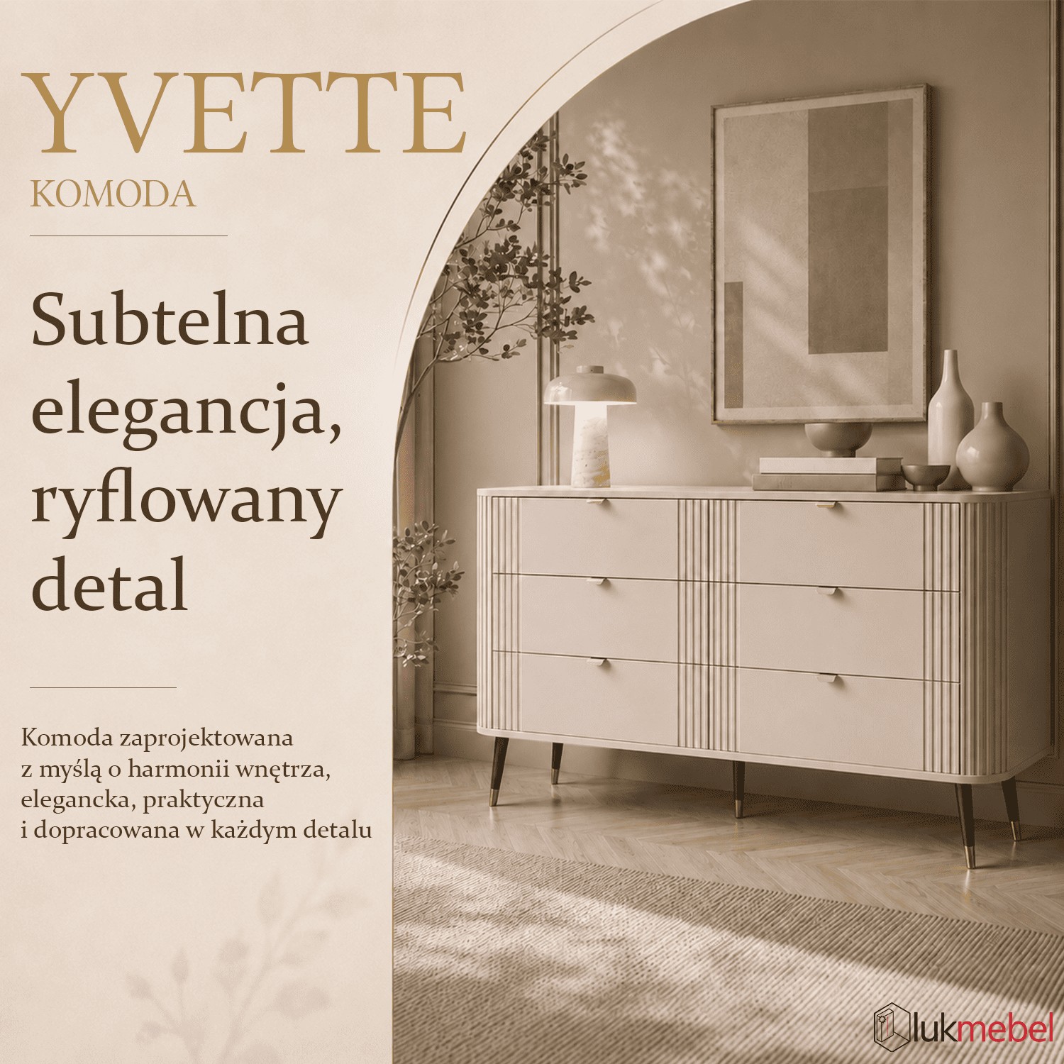 Komoda YVETTE KASZMIR 6S z sześcioma szufladami