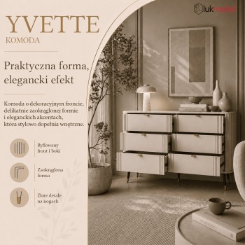 Komoda YVETTE KASZMIR 6S z sześcioma szufladami
