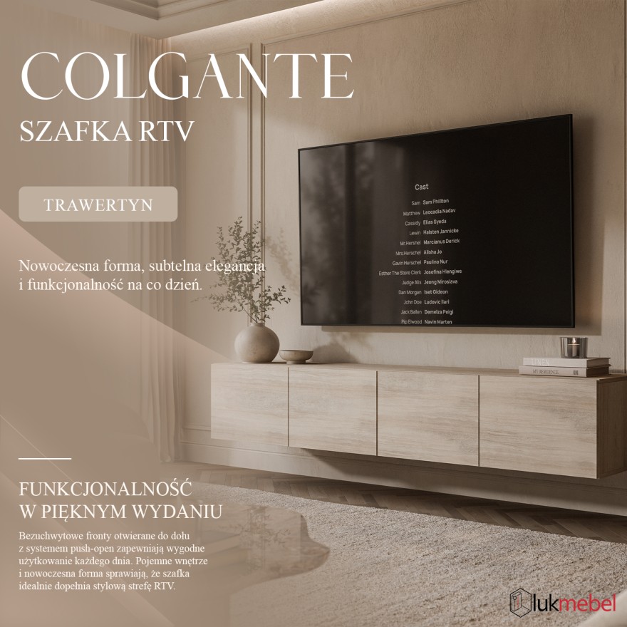 Podwieszana szafka RTV COLGANTE TRAWERTYN 200 cm