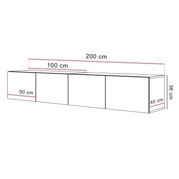 Podwieszana szafka RTV COLGANTE TRAWERTYN 200 cm