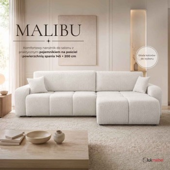 Narożnik MALIBU XL z funkcją spania i pojemnikiem na pościel