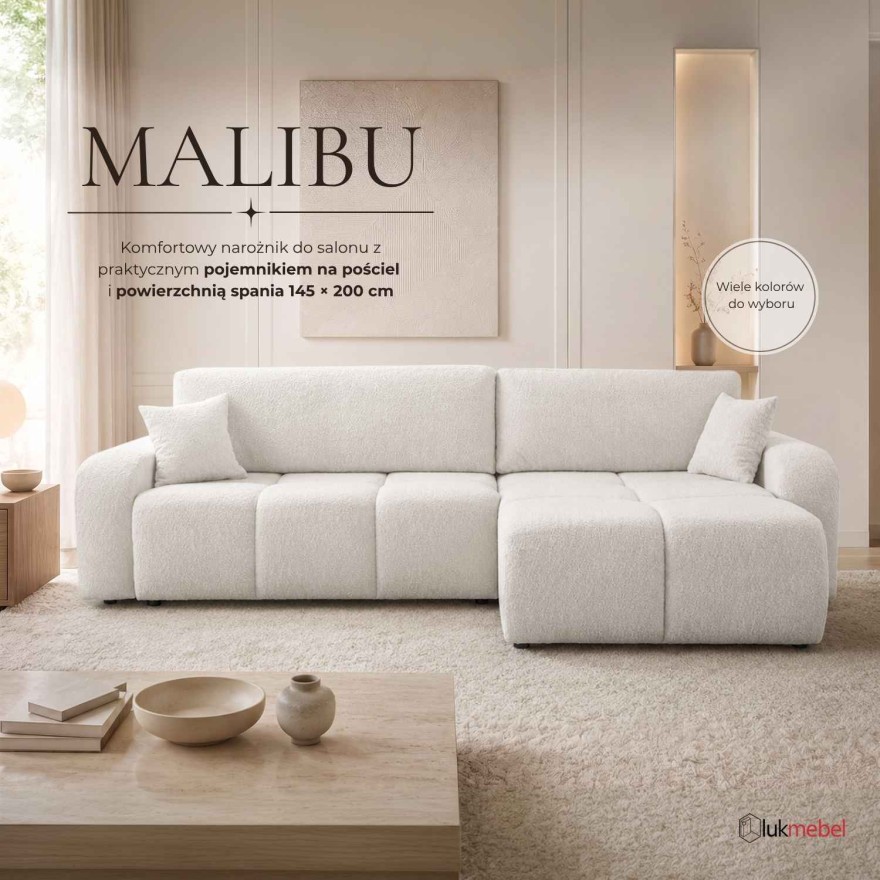 Narożnik MALIBU XL z funkcją spania i pojemnikiem na pościel