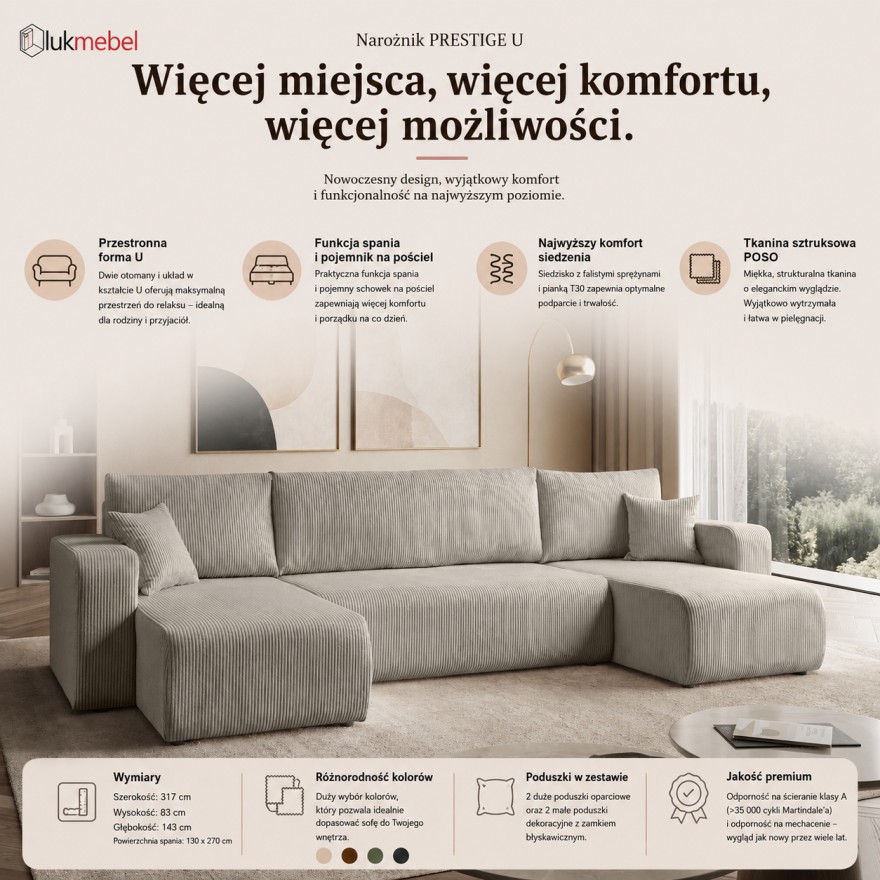 Narożnik tapicerowany PRESTIGE U
