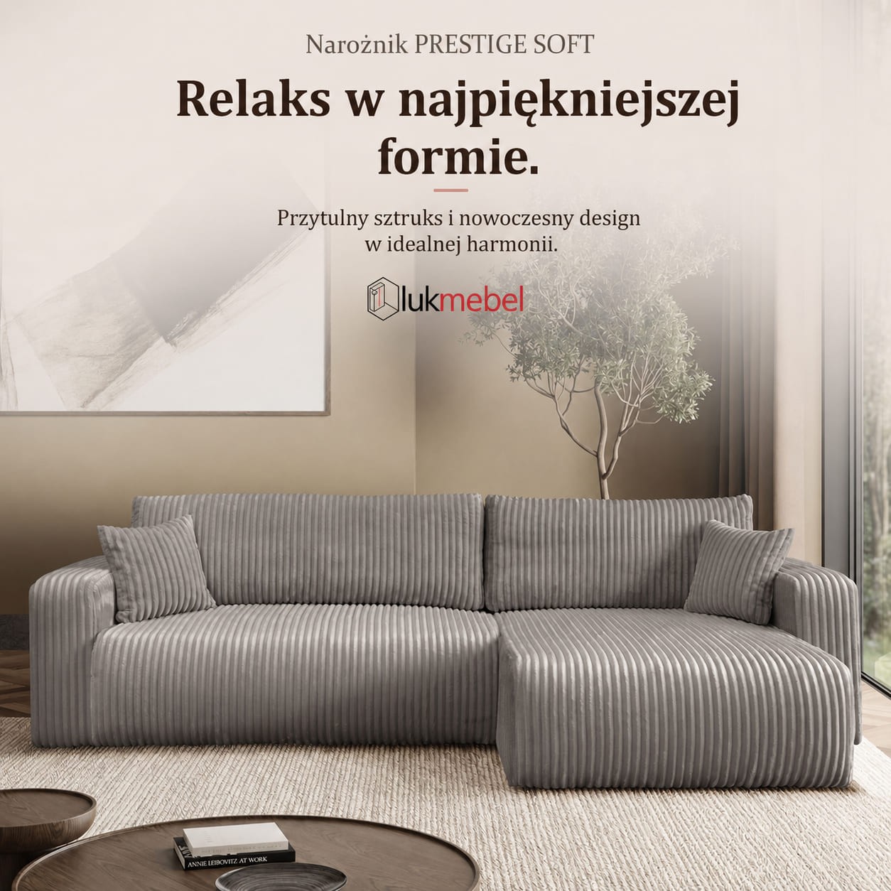 Narożnik PRESTIGE SOFT z funkcją spania i pojemnikiem na pościel