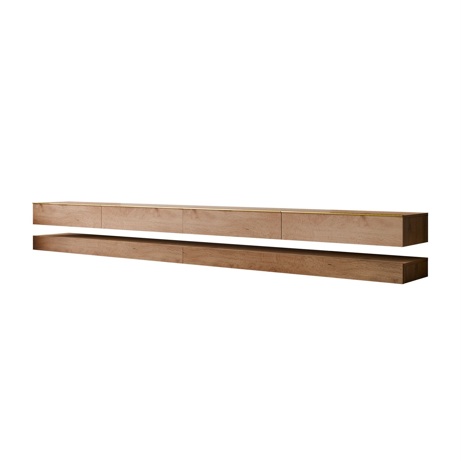 Szafka RTV SKY II 280 cm z oświetleniem LED i złotymi uchwytami
