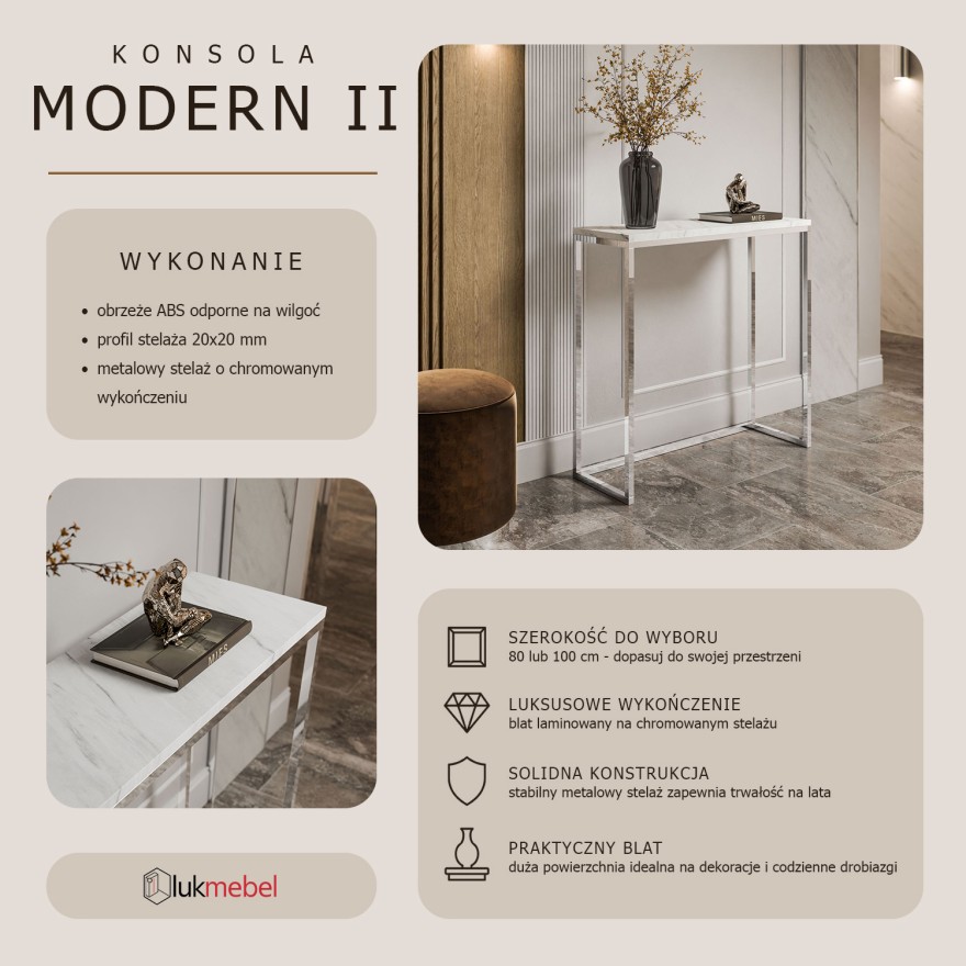 Konsola MODERN II LEVANTO CHROM 80/100 cm