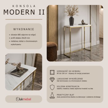 Konsola MODERN II LEVANTO ZŁOTY CHROM 80/100 cm
