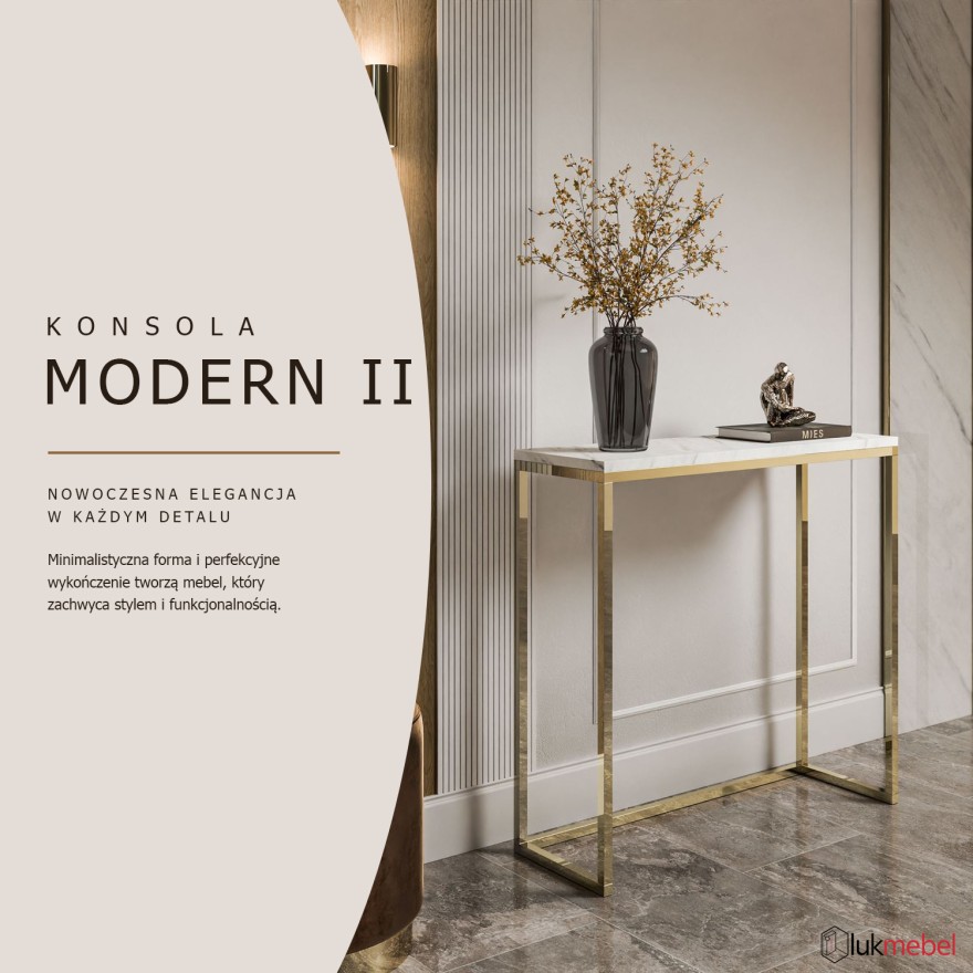 Konsola MODERN II LEVANTO ZŁOTY CHROM 80/100 cm