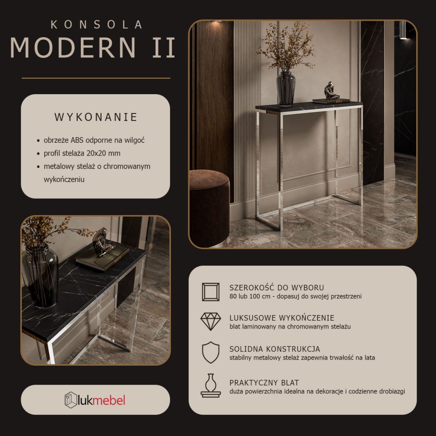 Konsola MODERN II GRIGIA CHROM 80/100 cm