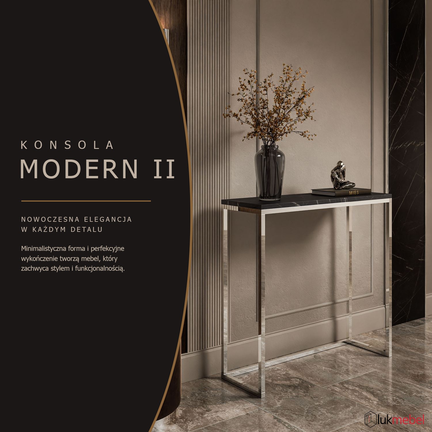 Konsola MODERN II GRIGIA CHROM 80/100 cm