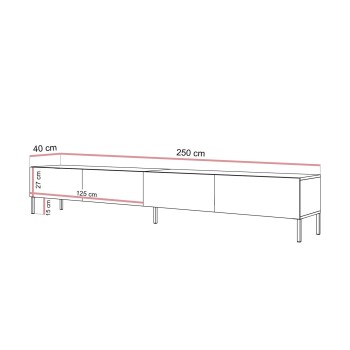 Szafka RTV CARMEN MAT 250 cm na nóżkach