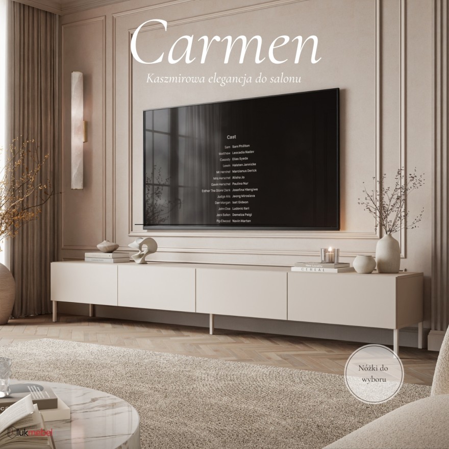Szafka RTV CARMEN MAT 250 cm na nóżkach
