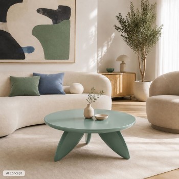 Designerski stolik kawowy LARA 80 cm z okrągłym blatem w połysku