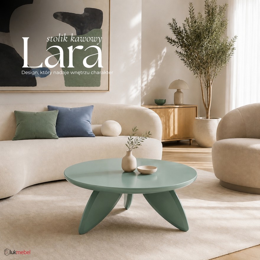 Designerski stolik kawowy LARA 80 cm z okrągłym blatem w połysku
