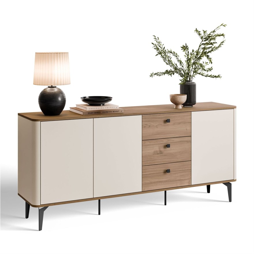 Komoda MOCHA 180 cm 3D3S kaszmir Orzech Royal z szufladami