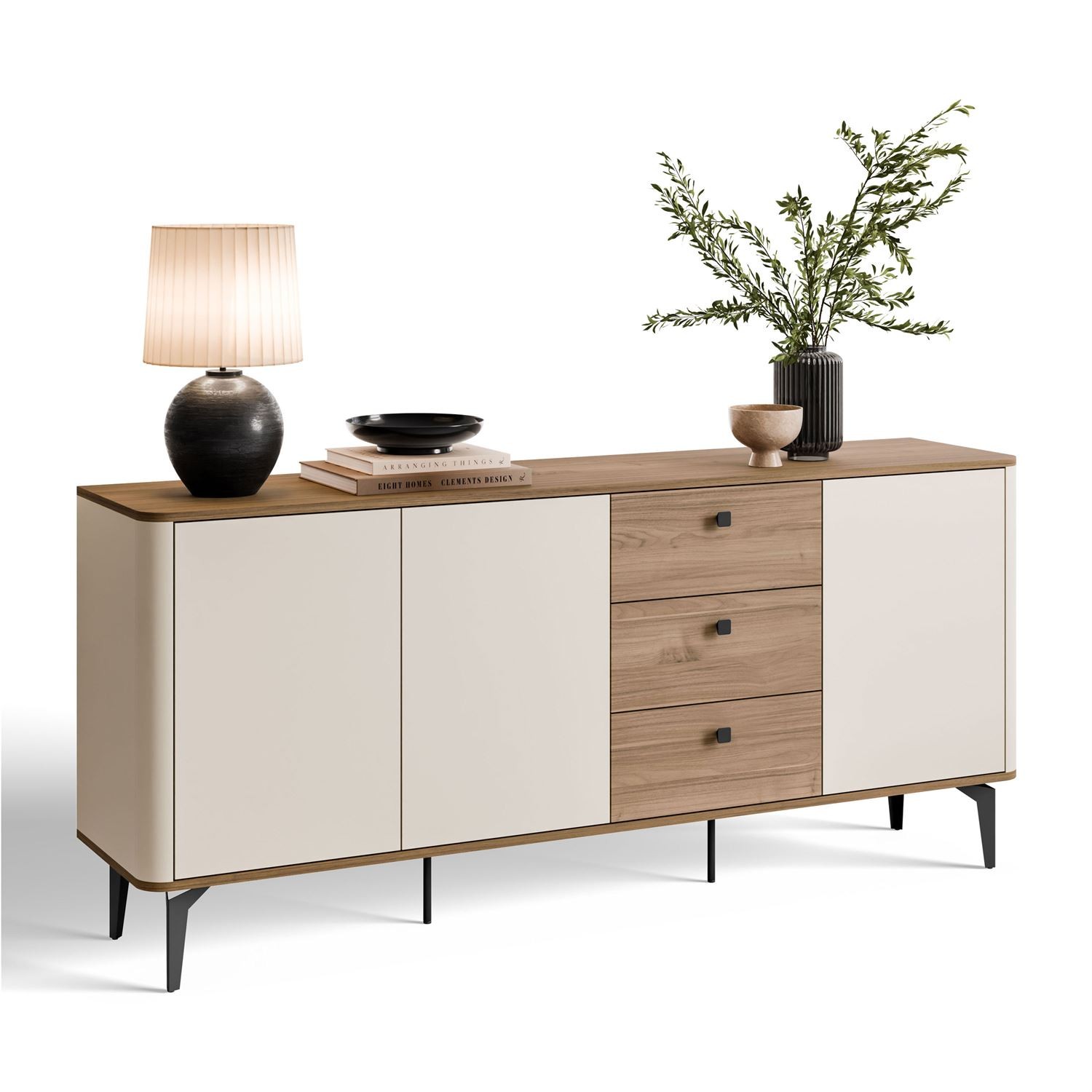 Komoda MOCHA 180 cm 3D3S kaszmir Orzech Royal z szufladami