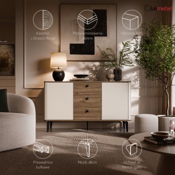 Komoda MOCHA 140 cm 2D3S kaszmir Orzech Royal z szufladami