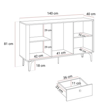 Komoda MOCHA 140 cm 2D3S kaszmir Orzech Royal z szufladami