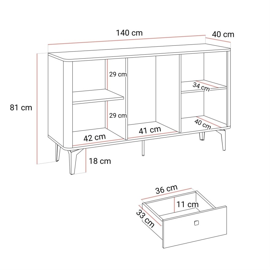 Komoda MOCHA 140 cm 2D3S kaszmir Orzech Royal z szufladami