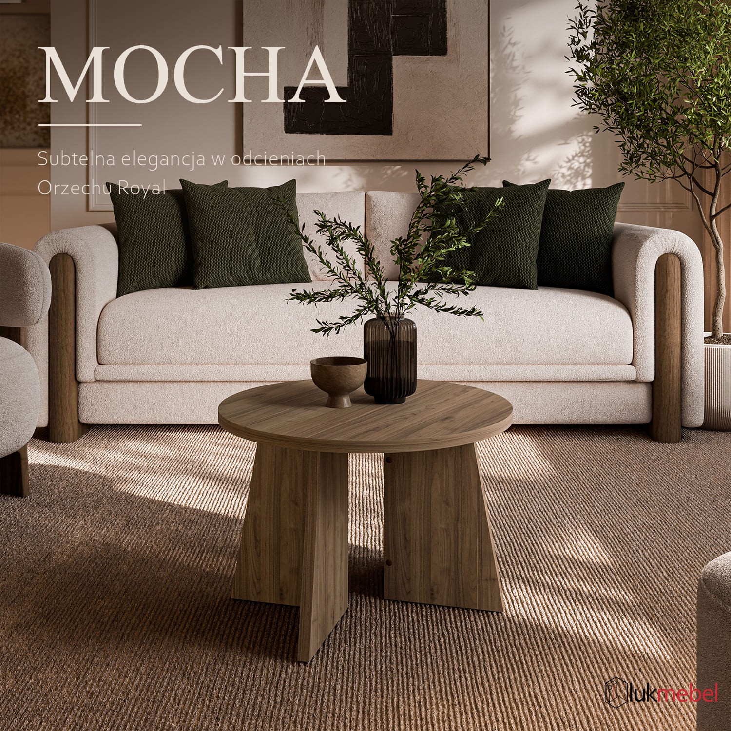 Okrągły stolik kawowy MOCHA 58cm Orzech Royal