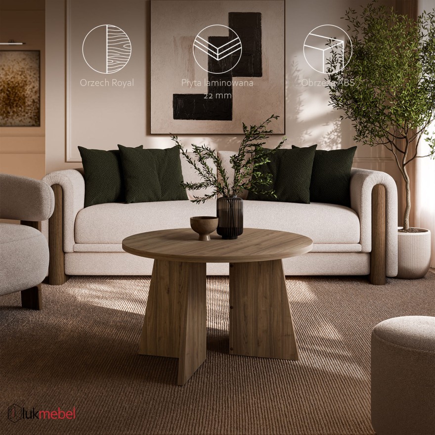Okrągły stolik kawowy MOCHA 75 cm Orzech Royal