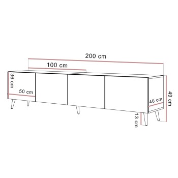 Szafka RTV COLGANTE TRAWERTYN 200 cm na nóżkach