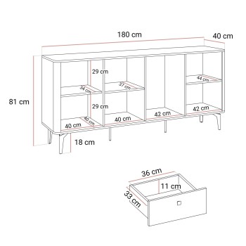 Komoda MOCHA 180 cm 3D3S kaszmir Orzech Royal z szufladami