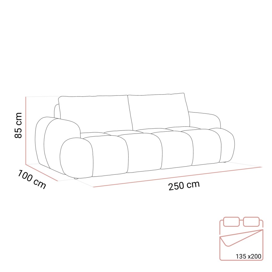 Sofa CORAL z funkcją spania i pojemnikiem na pościel