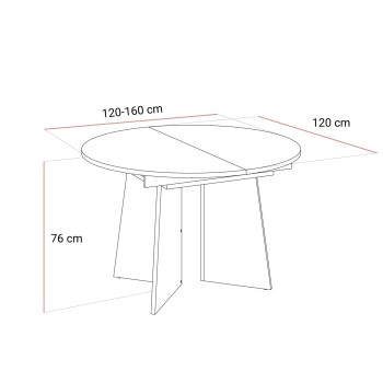 Okrągły stół rozkładany MOCHA 120 - 160 cm do jadalni
