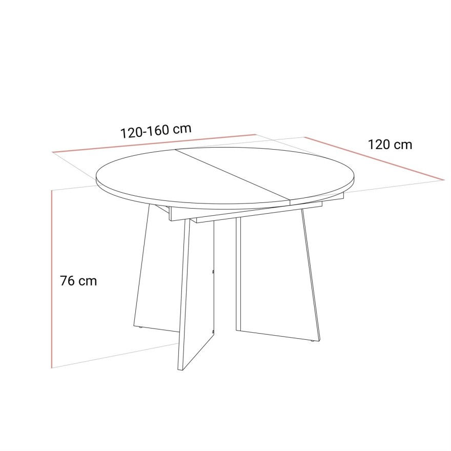 Okrągły stół rozkładany MOCHA 120 - 160 cm do jadalni