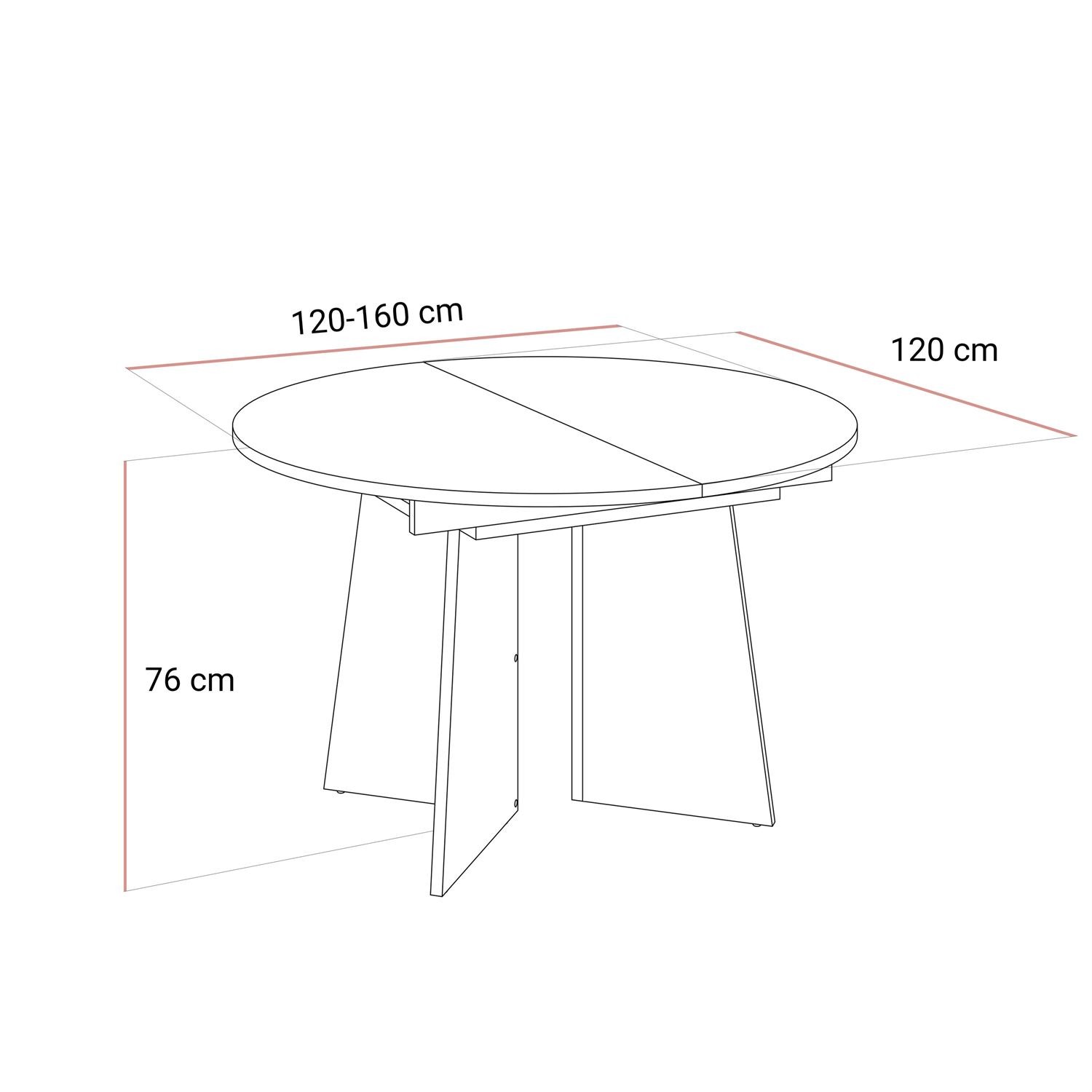 Okrągły stół rozkładany MOCHA 120 - 160 cm do jadalni