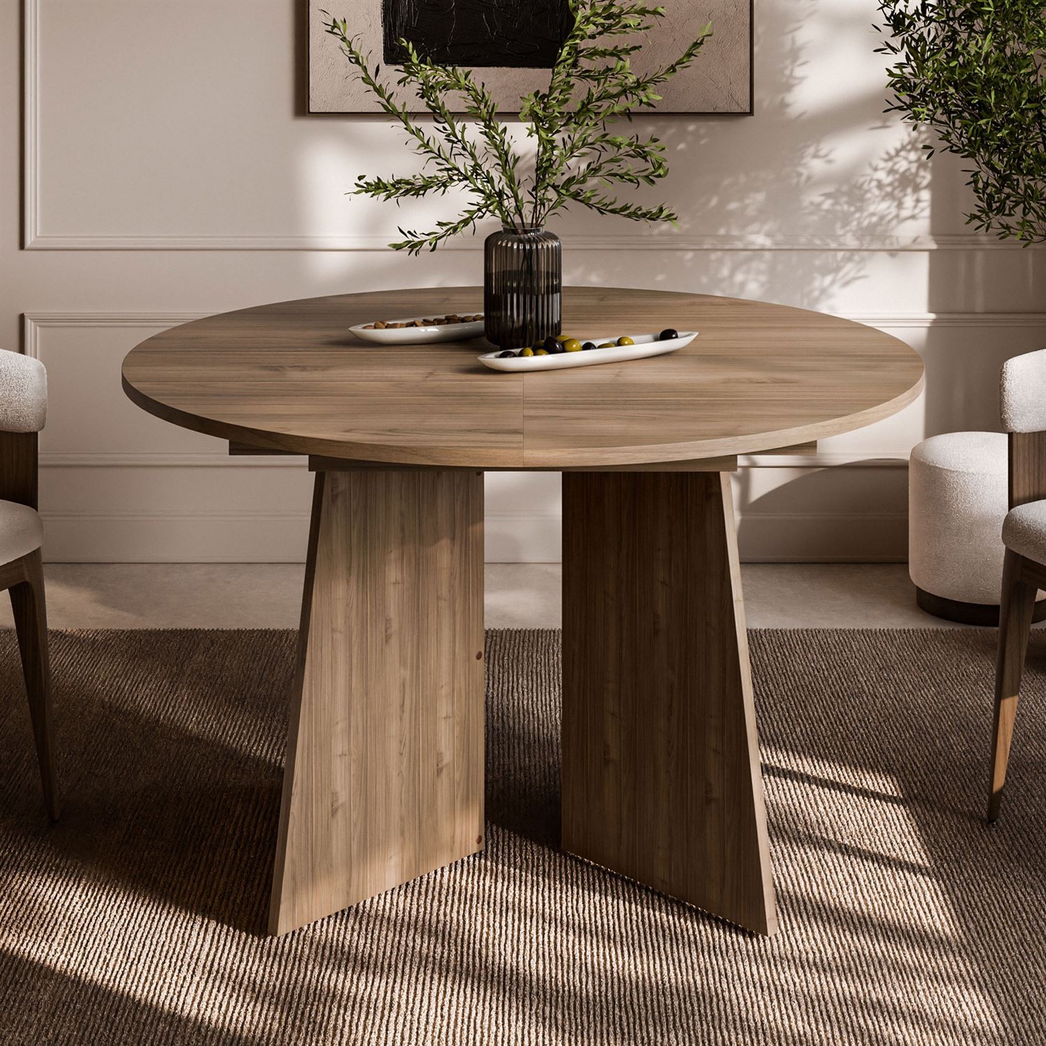 Okrągły stół rozkładany MOCHA 120 - 160 cm do jadalni