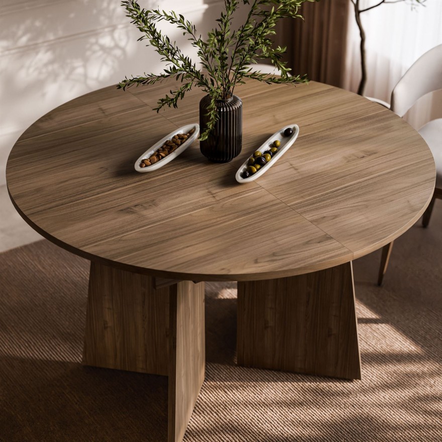 Okrągły stół rozkładany MOCHA 120 - 160 cm do jadalni