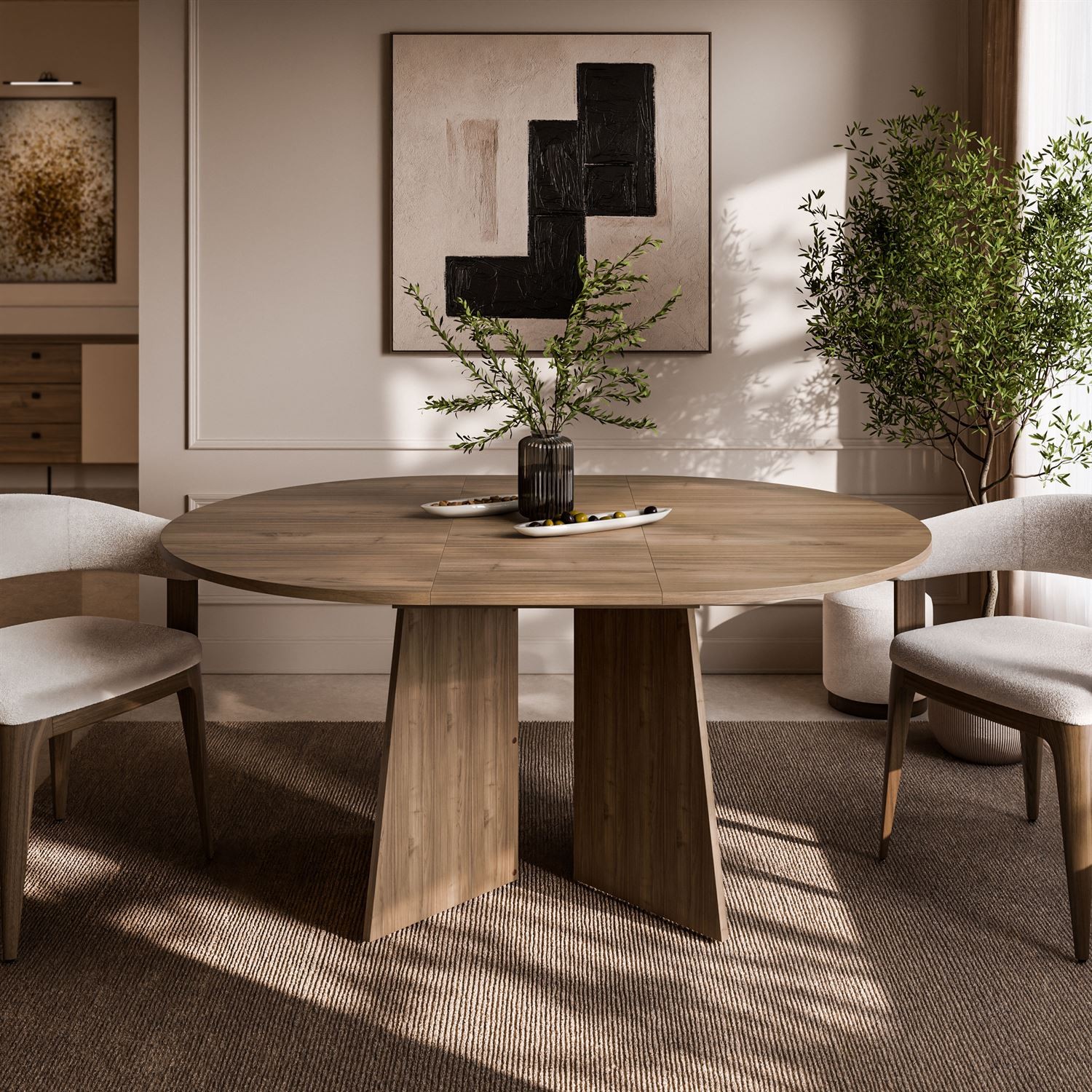 Okrągły stół rozkładany MOCHA 120 - 160 cm do jadalni