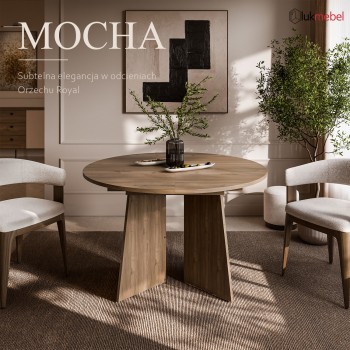 Okrągły stół rozkładany MOCHA 120 - 160 cm do jadalni