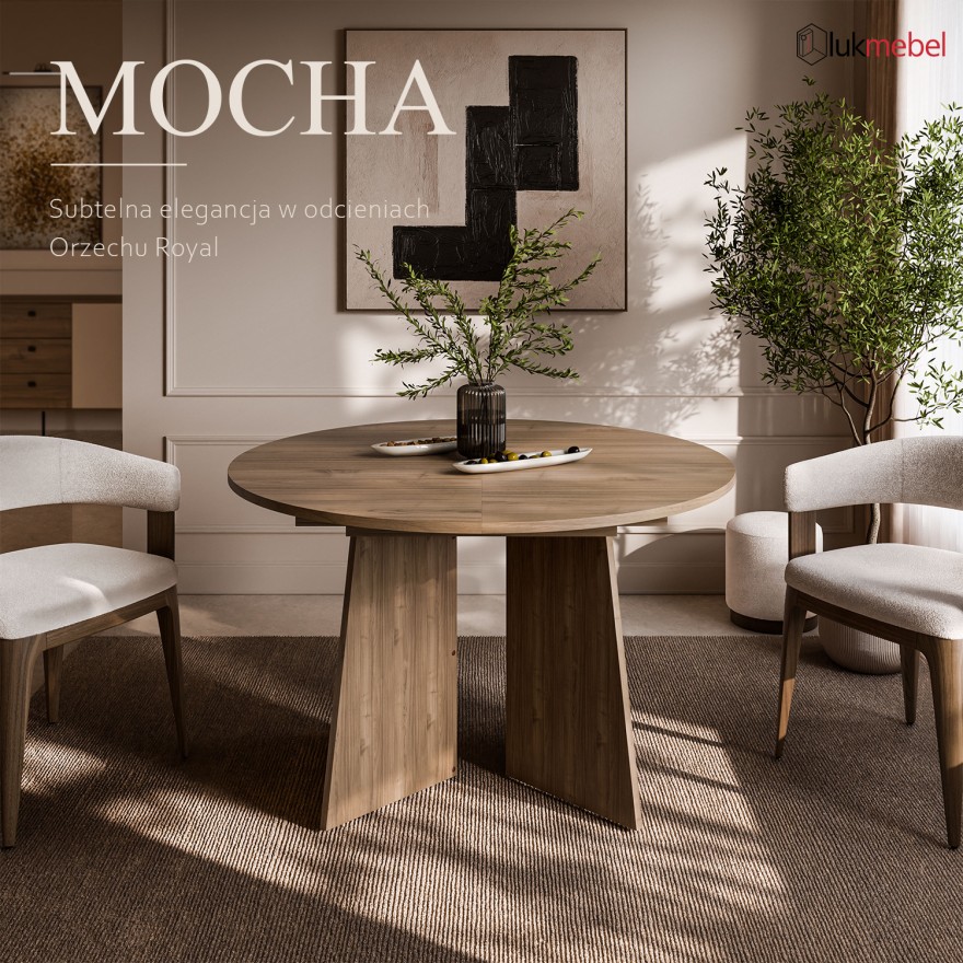 Okrągły stół rozkładany MOCHA 120 - 160 cm do jadalni
