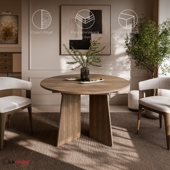 Okrągły stół rozkładany MOCHA 120 - 160 cm do jadalni