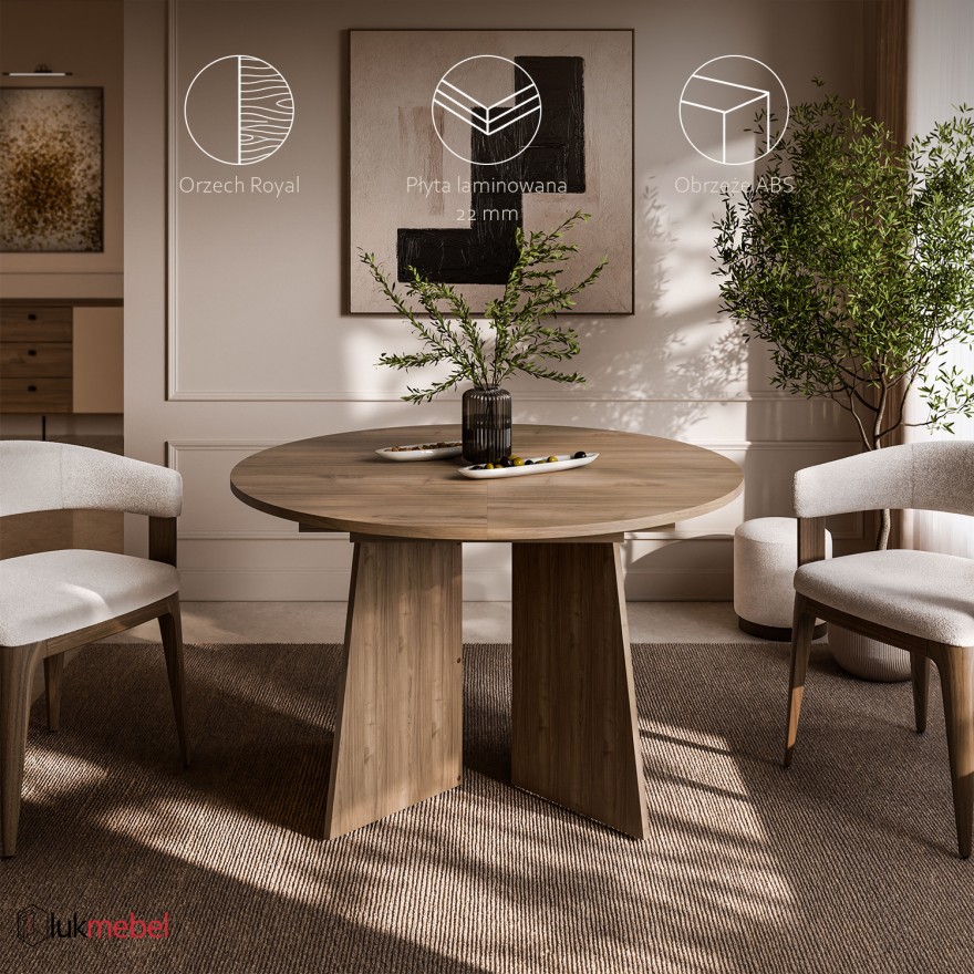 Okrągły stół rozkładany MOCHA 120 - 160 cm do jadalni