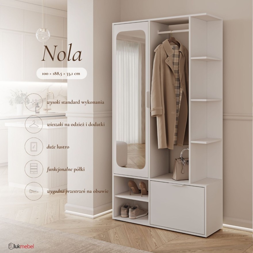 Garderoba NOLA z lustrem i szafką na buty