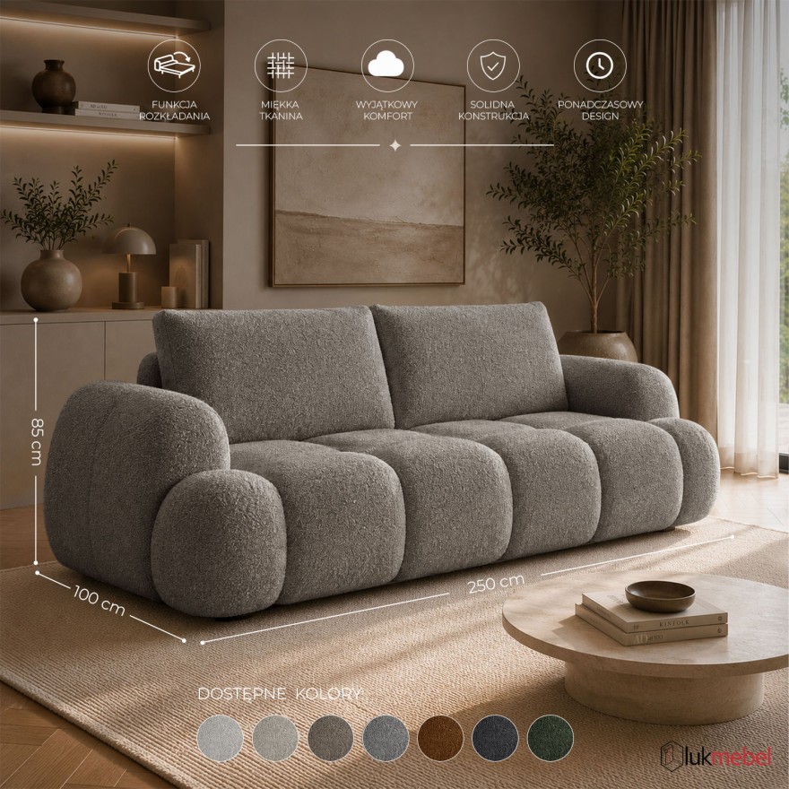 Sofa CORAL z funkcją spania i pojemnikiem na pościel