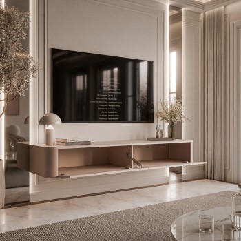 Wisząca szafka RTV SAGE kaszmir z zaokrąglonymi bokami