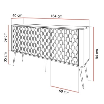 Komoda MILANO 3D z dekoracyjnymi frontami na wysokich nogach