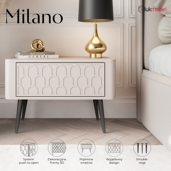 Szafka nocna MILANO z dekoracyjnymi frontami na wysokich nóżkach