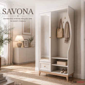 Garderoba SAVONA z lustrem i szafką na buty do przedpokoju