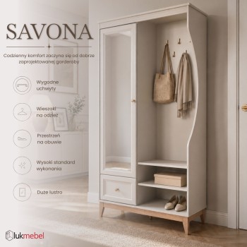 Garderoba SAVONA z lustrem i szafką na buty do przedpokoju